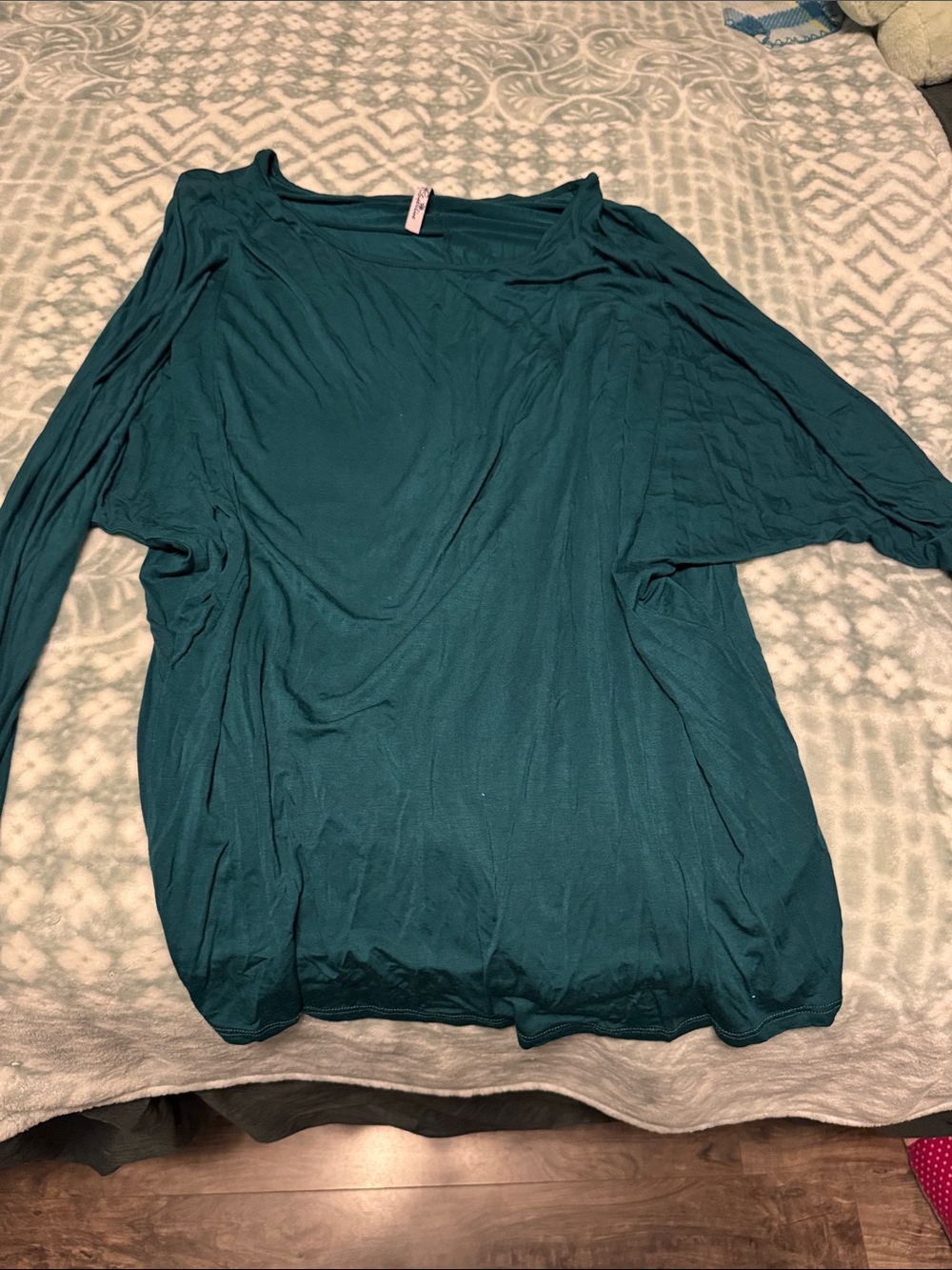 Women's Teal Long-Sleeve Boatneck Top by